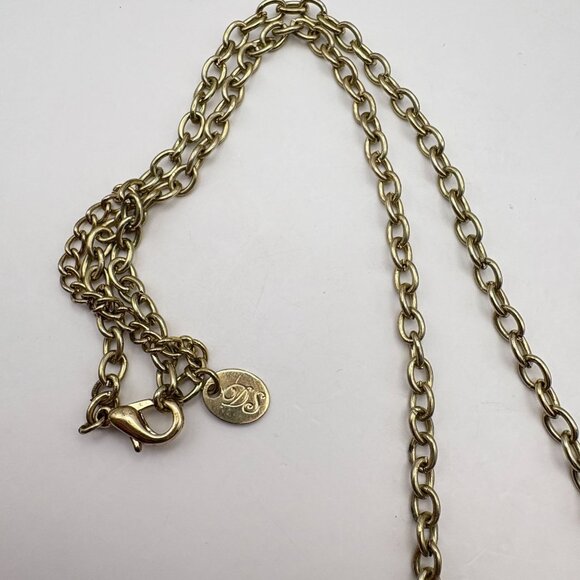 Winged Heart Pendant Necklace Gold Tone Chain with Rhinestone Center DS - Picture 4 of 7